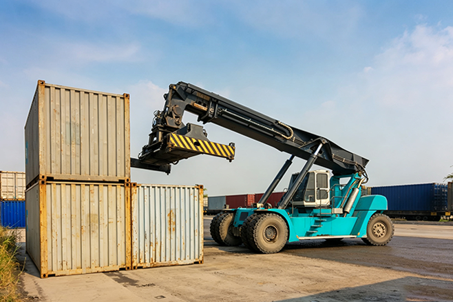 Industrial forklift using lithium battery in manufacturing facility Industrial Material Handling