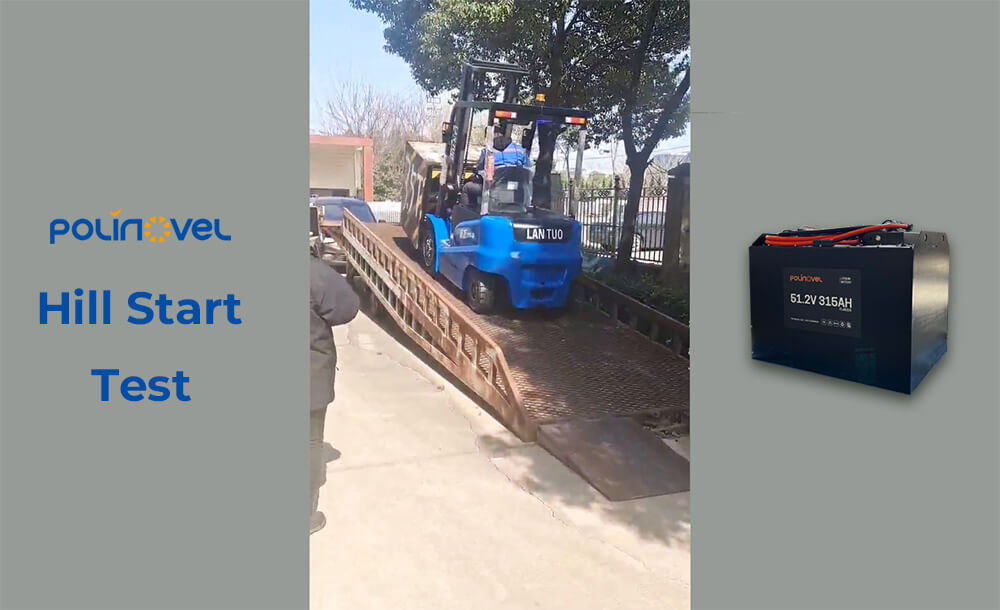 Hill Start Test With A Load of 3.5 Tons - Polinovel Forklift Lithium Batteries