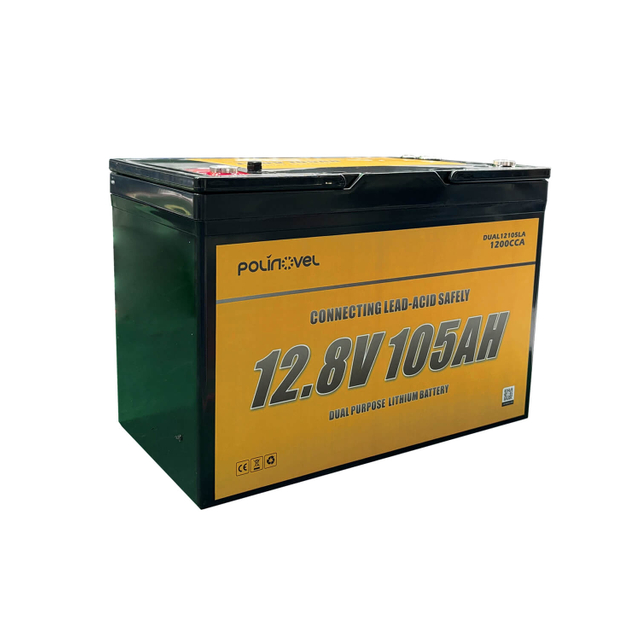 Can connect with LEAD ACID -- 12V 105Ah Dual Purpose LiFePO4 Battery